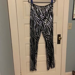 NastyGal sequin zebra flare pants
